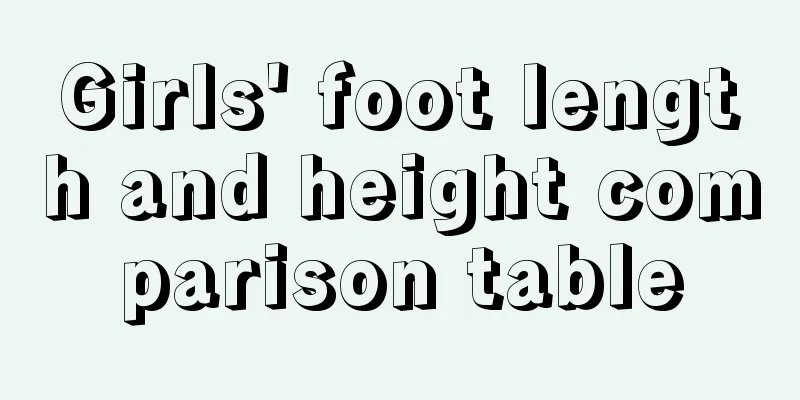 Girls' foot length and height comparison table