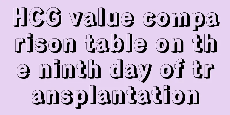 HCG value comparison table on the ninth day of transplantation