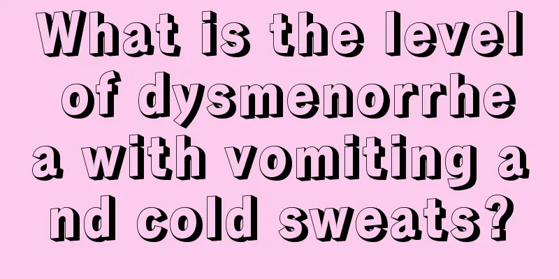 What is the level of dysmenorrhea with vomiting and cold sweats?