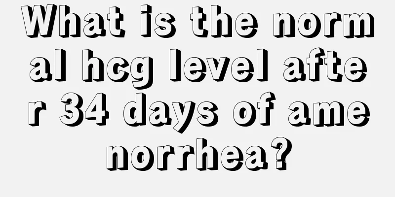 What is the normal hcg level after 34 days of amenorrhea?