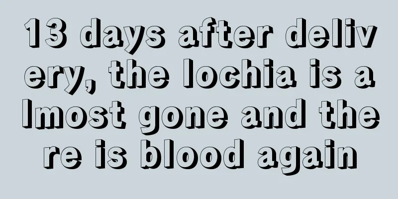 13 days after delivery, the lochia is almost gone and there is blood again