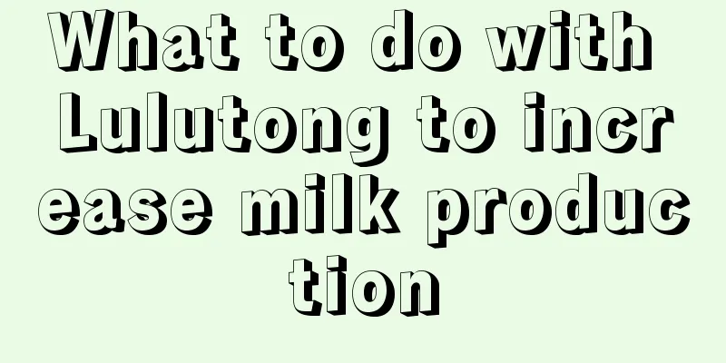 What to do with Lulutong to increase milk production