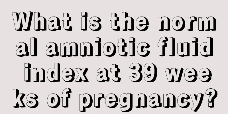 What is the normal amniotic fluid index at 39 weeks of pregnancy?