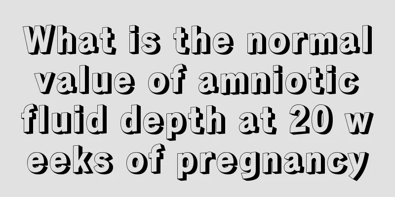 What is the normal value of amniotic fluid depth at 20 weeks of pregnancy