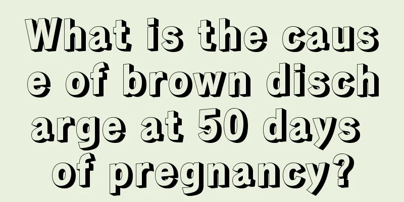 What is the cause of brown discharge at 50 days of pregnancy?