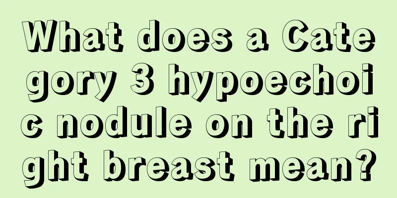 What does a Category 3 hypoechoic nodule on the right breast mean?