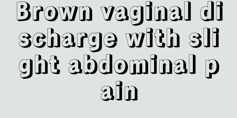 Brown vaginal discharge with slight abdominal pain