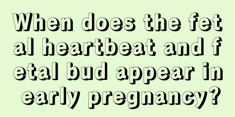 When does the fetal heartbeat and fetal bud appear in early pregnancy?