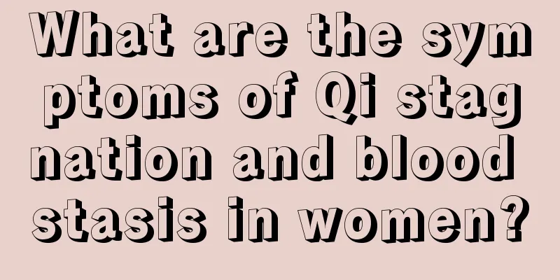 What are the symptoms of Qi stagnation and blood stasis in women?