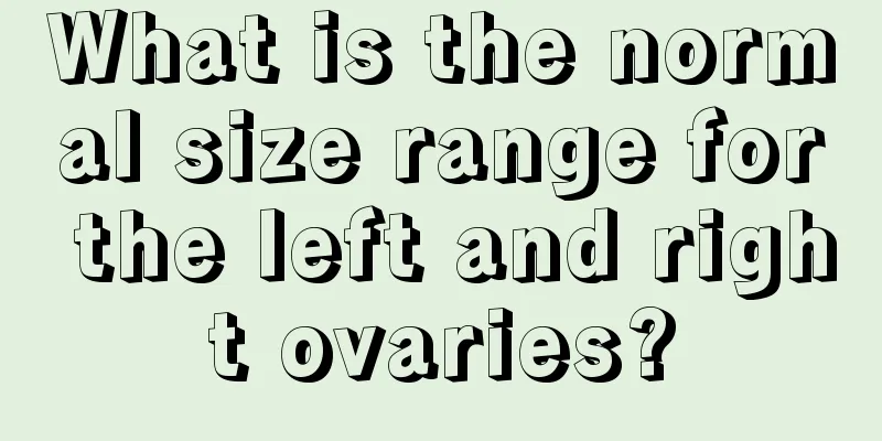 What is the normal size range for the left and right ovaries?