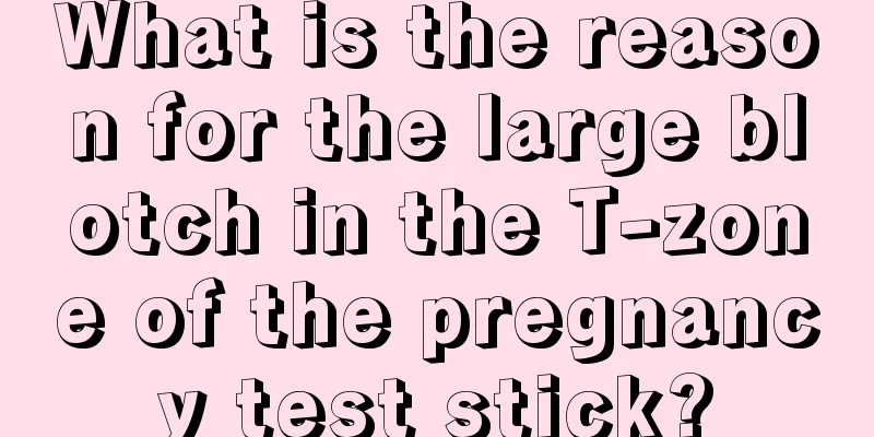 What is the reason for the large blotch in the T-zone of the pregnancy test stick?