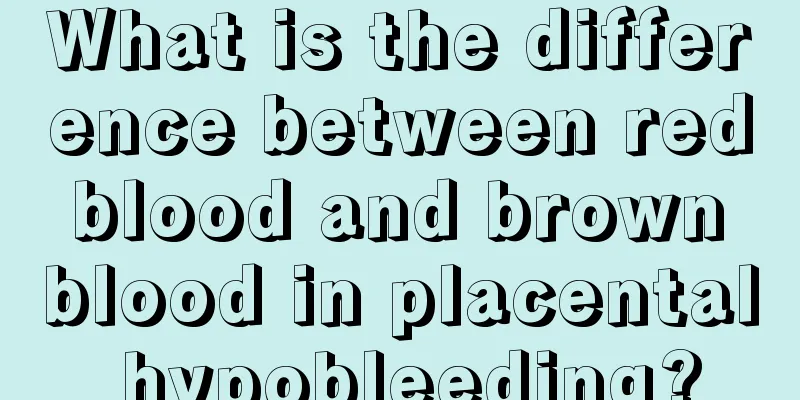 What is the difference between red blood and brown blood in placental hypobleeding?