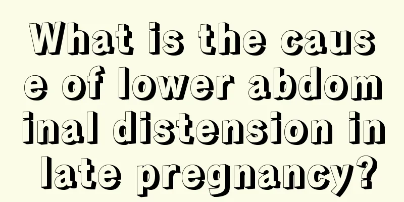 What is the cause of lower abdominal distension in late pregnancy?