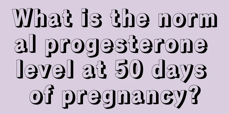 What is the normal progesterone level at 50 days of pregnancy?