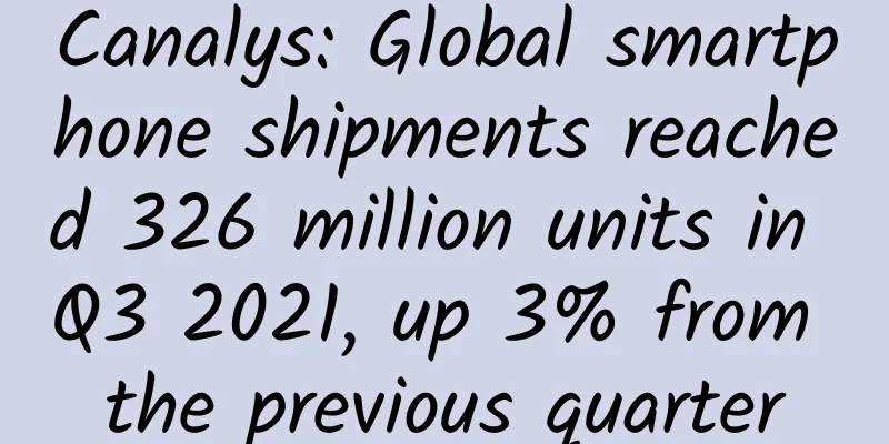 Canalys: Global smartphone shipments reached 326 million units in Q3 2021, up 3% from the previous quarter