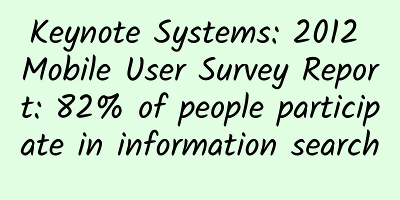 Keynote Systems: 2012 Mobile User Survey Report: 82% of people participate in information search